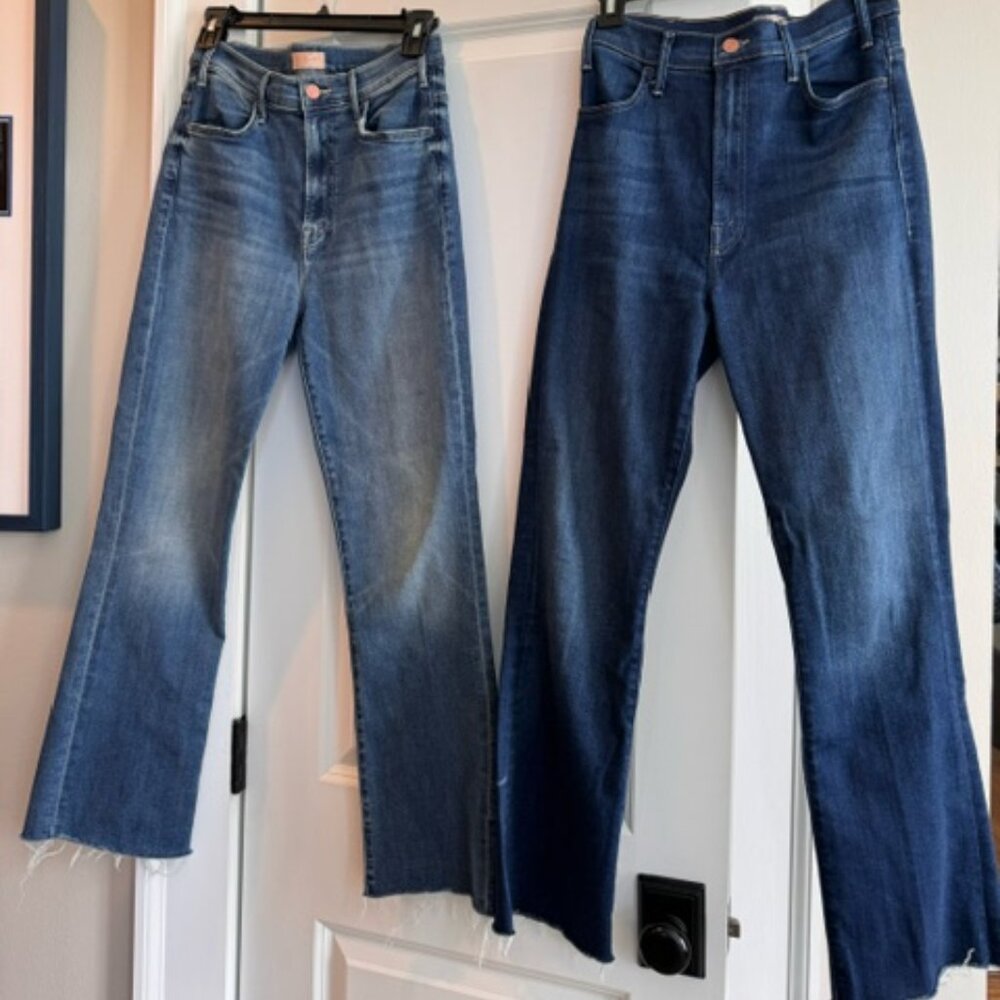 MOTHER The Hustler Ankle Fray jeans, size 28, two pairs